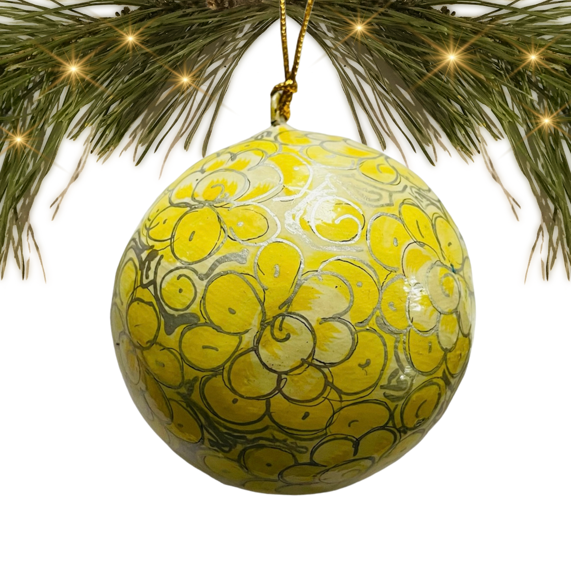 India | Paper Mache | Yellow | Ornament