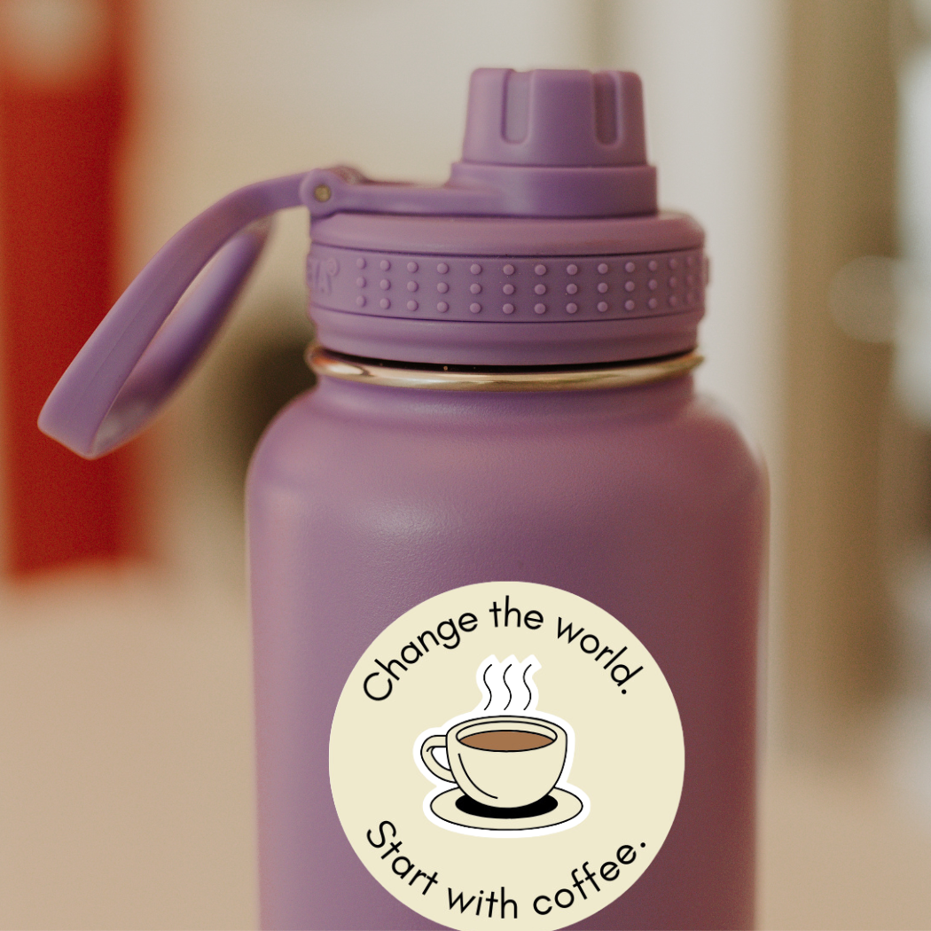 Waterproof Vinyl Sticker | Start with Coffee