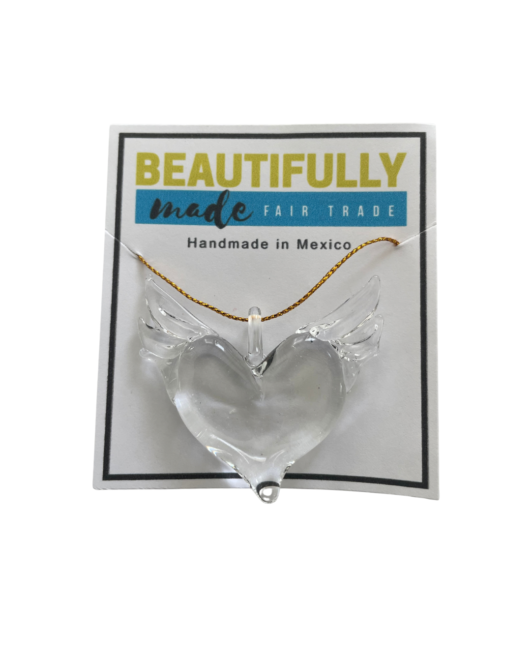 Mexico | Glass Clear Wing Heart Ornament