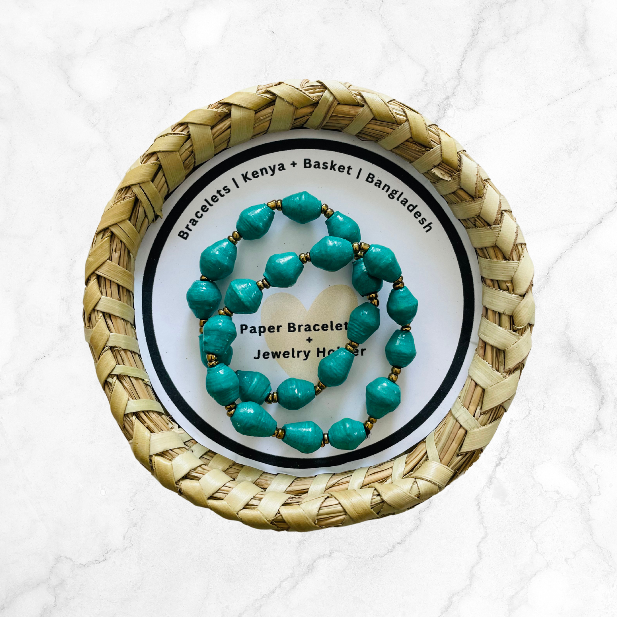 Bangladesh/ Kenya | Bracelet + Basket Set | Teal