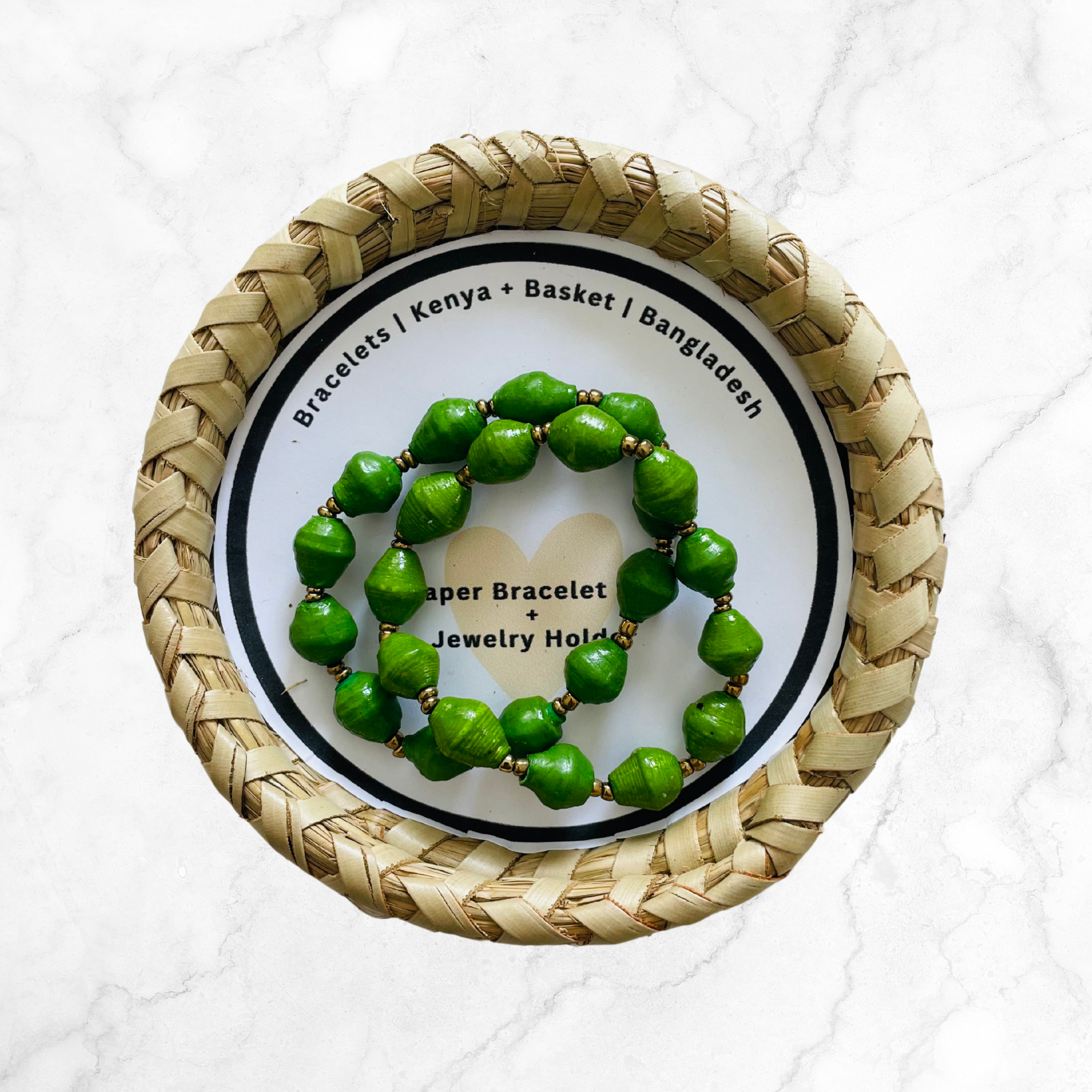 Bangladesh/ Kenya | Bracelet + Basket Set | Green
