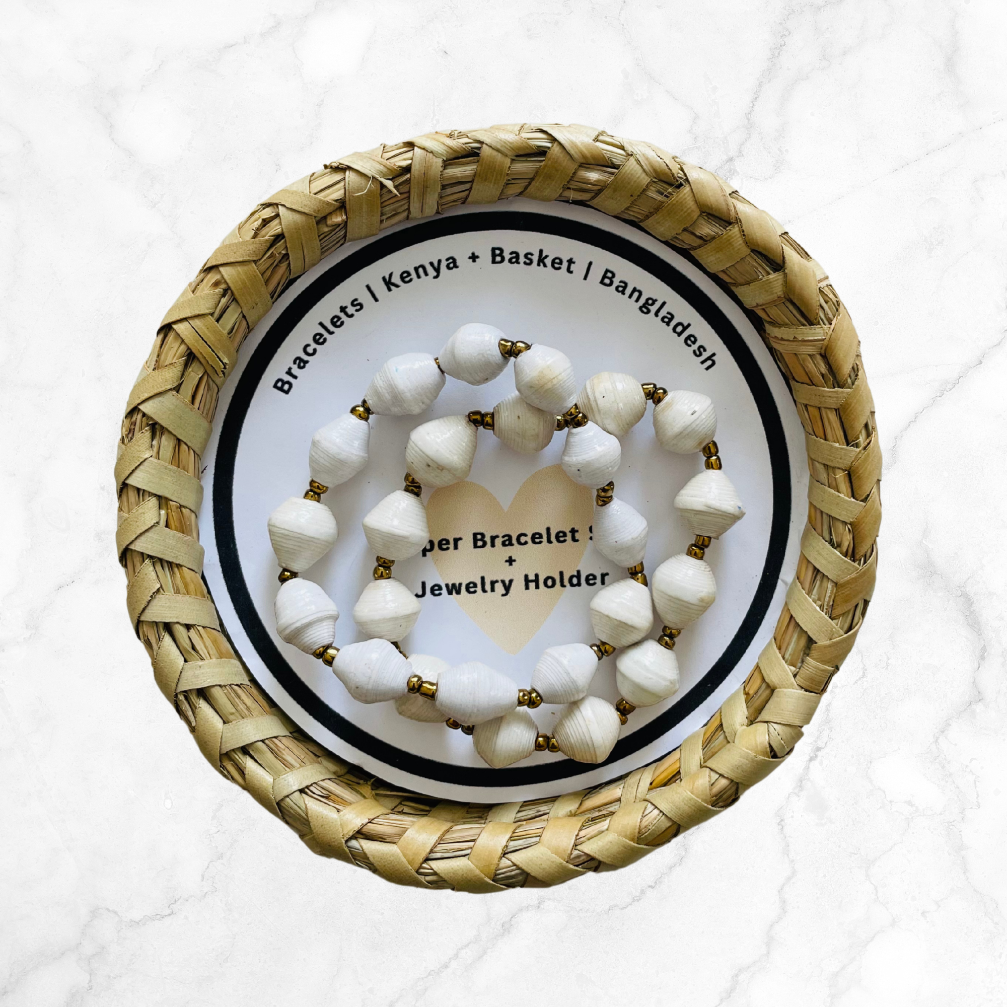 Bangladesh/ Kenya | Bracelet + Basket Set | White