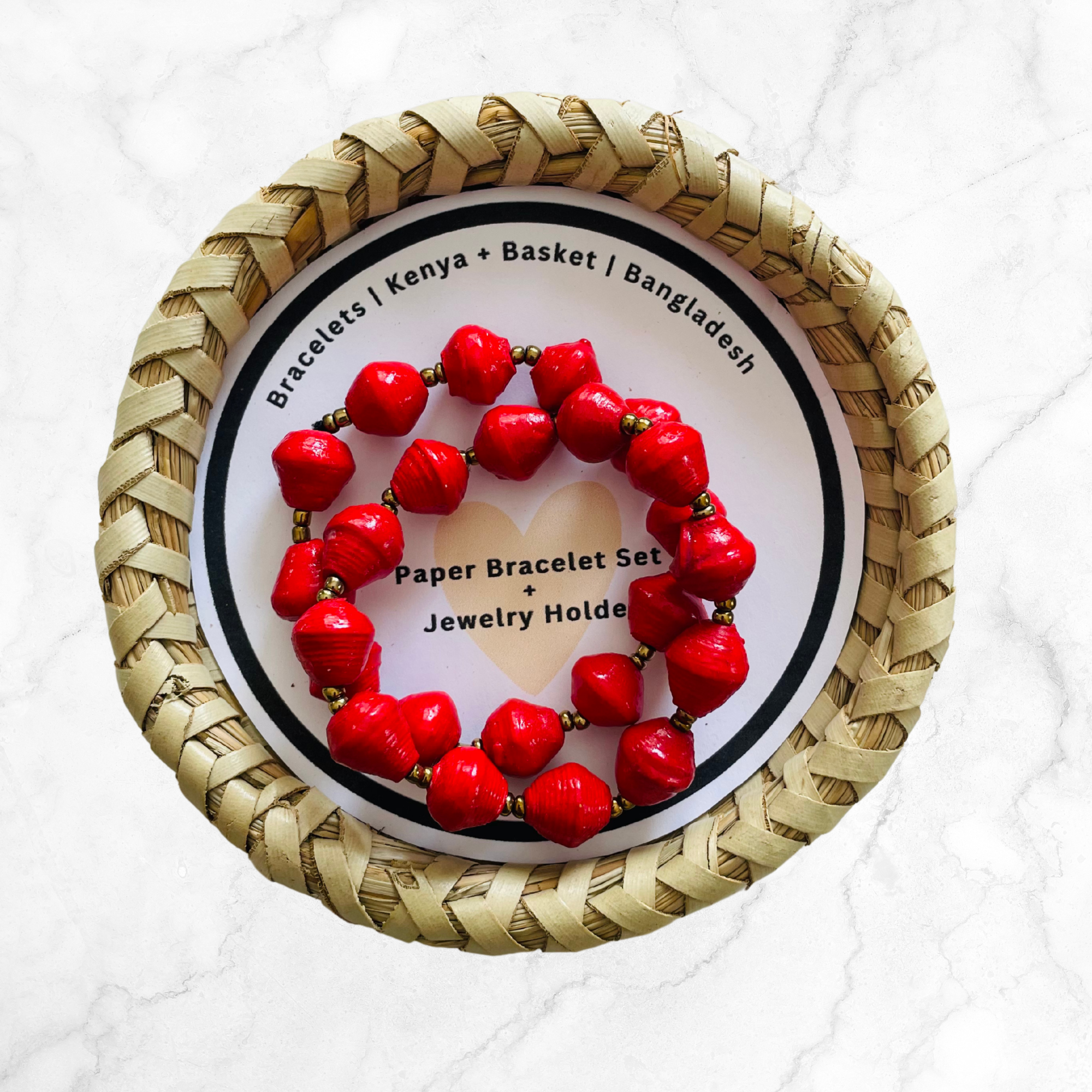 Bangladesh/ Kenya | Bracelet + Basket Set | Red