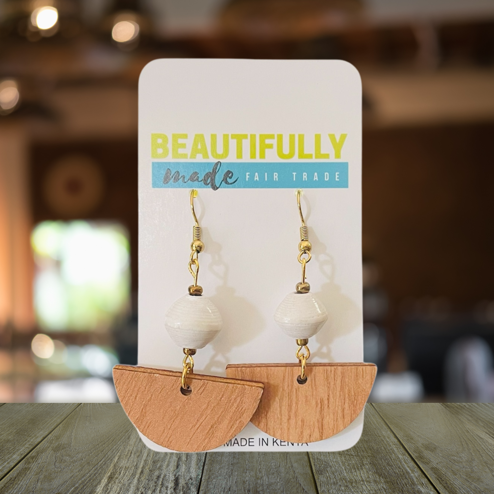 Kenya | Paper Bead Earrings | White