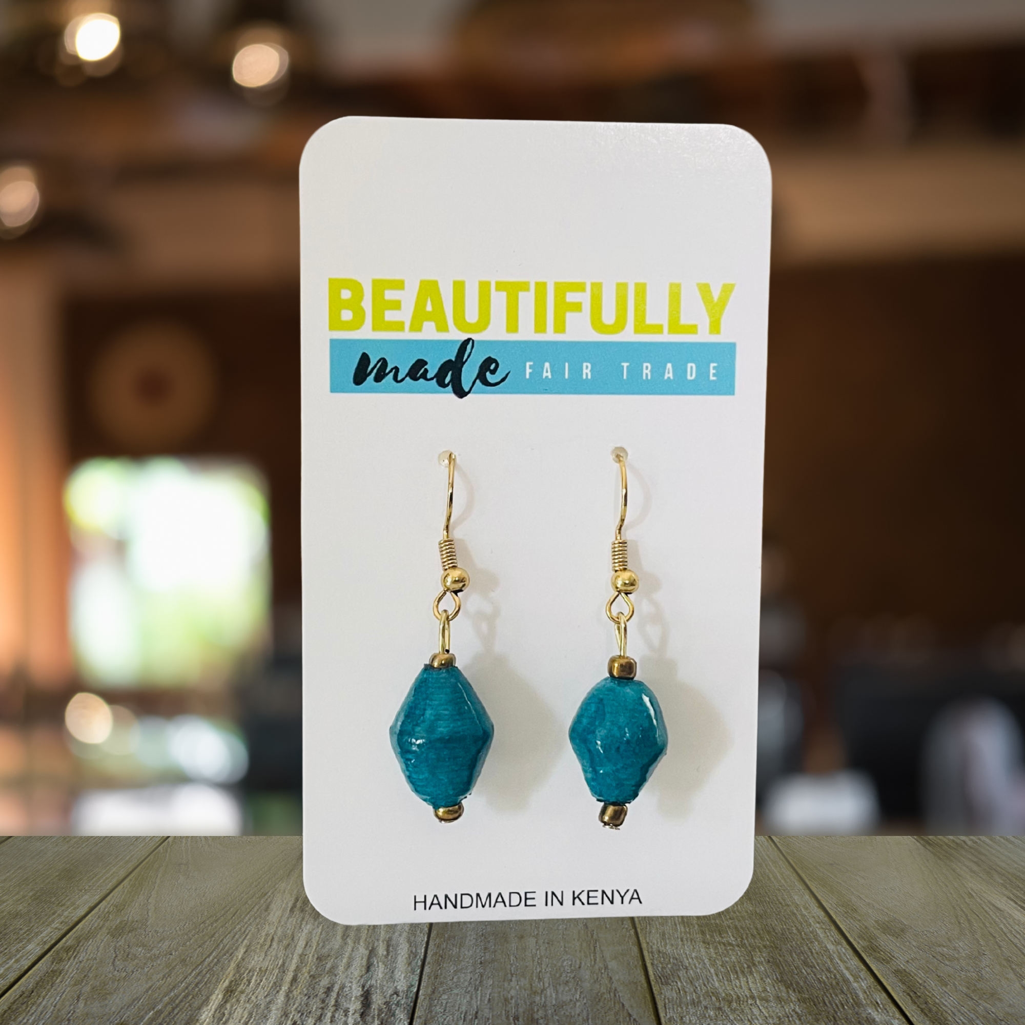 Kenya | Paper Bead Earrings | Teal