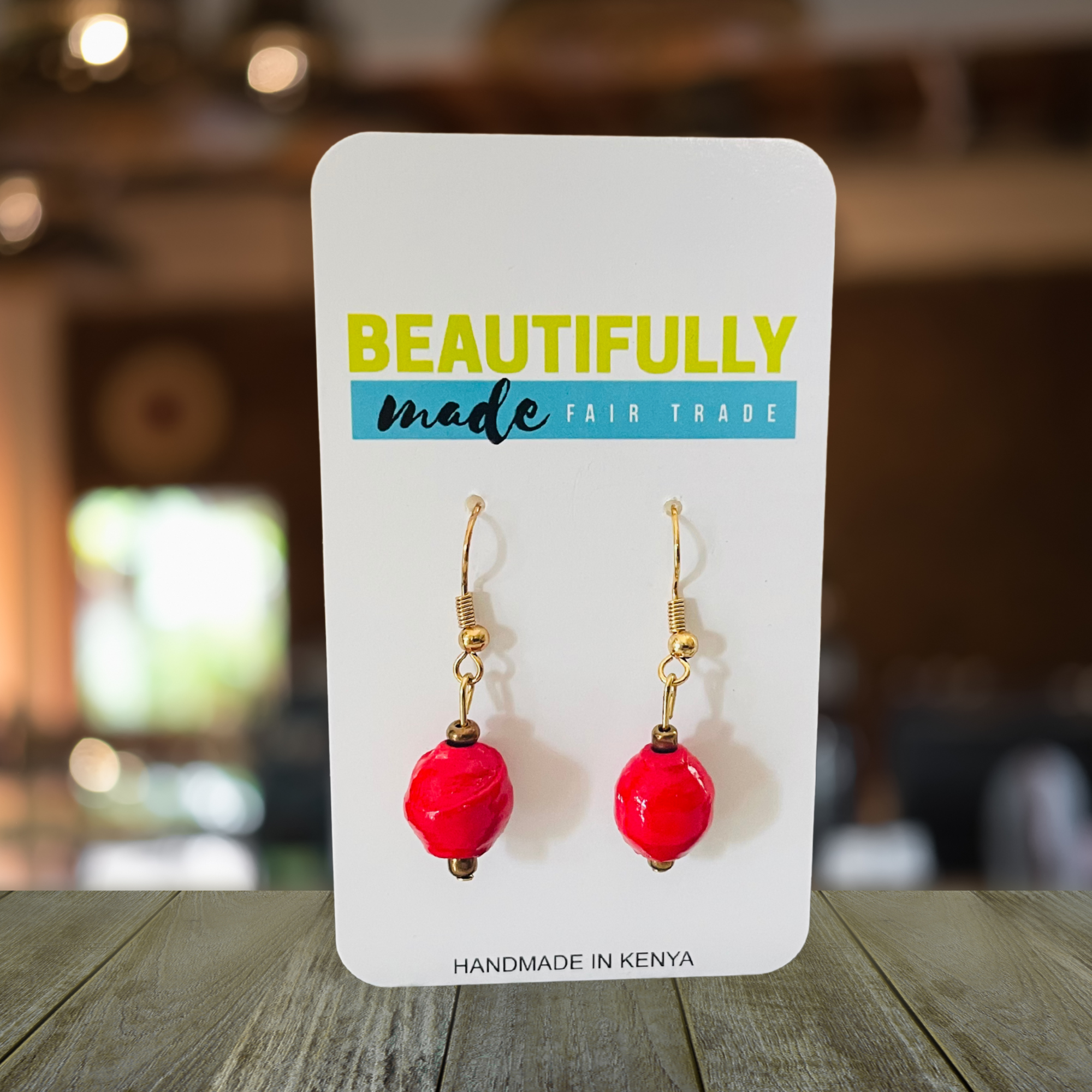Kenya | Paper Bead Earrings | Red
