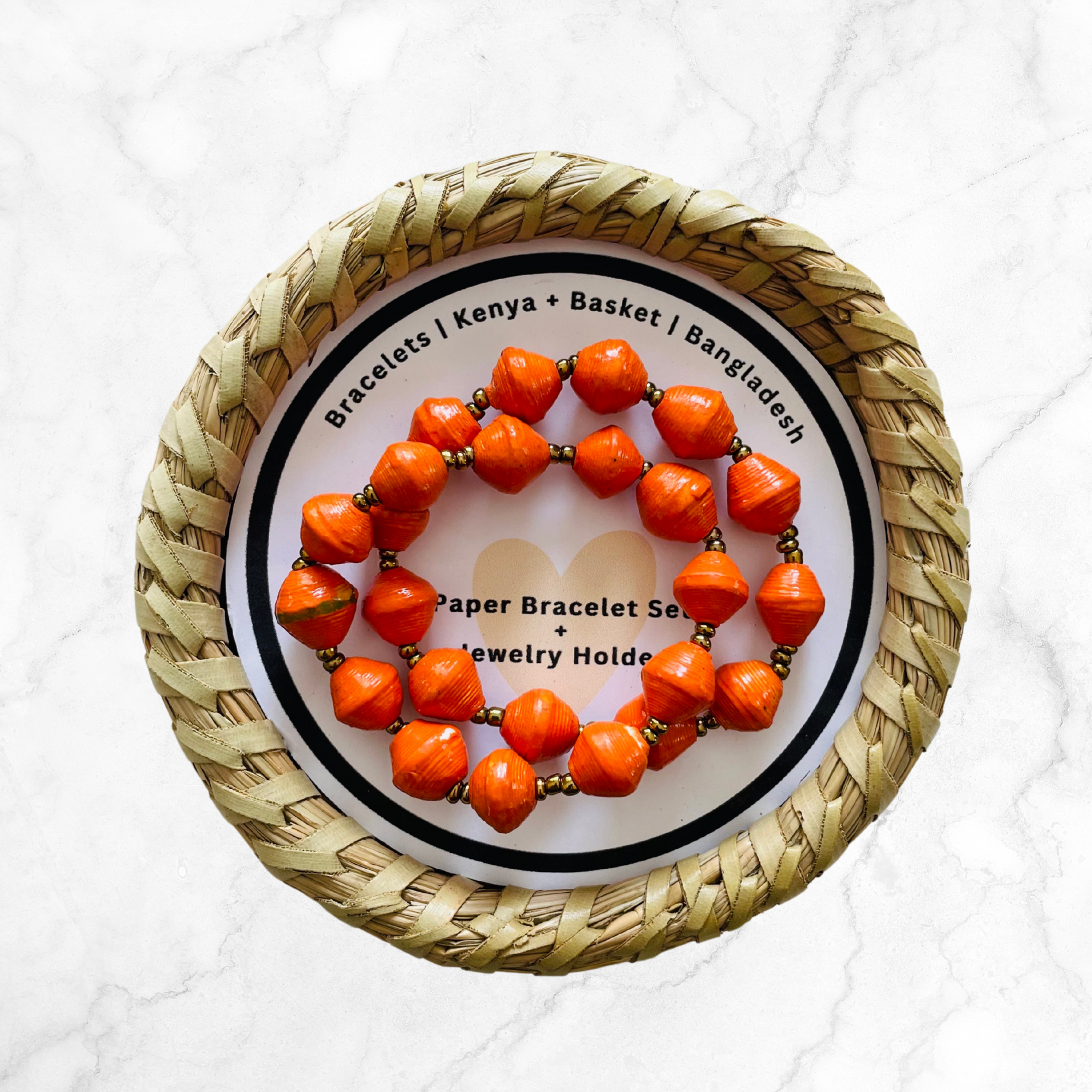 Bangladesh/ Kenya | Bracelet + Basket Set | Orange