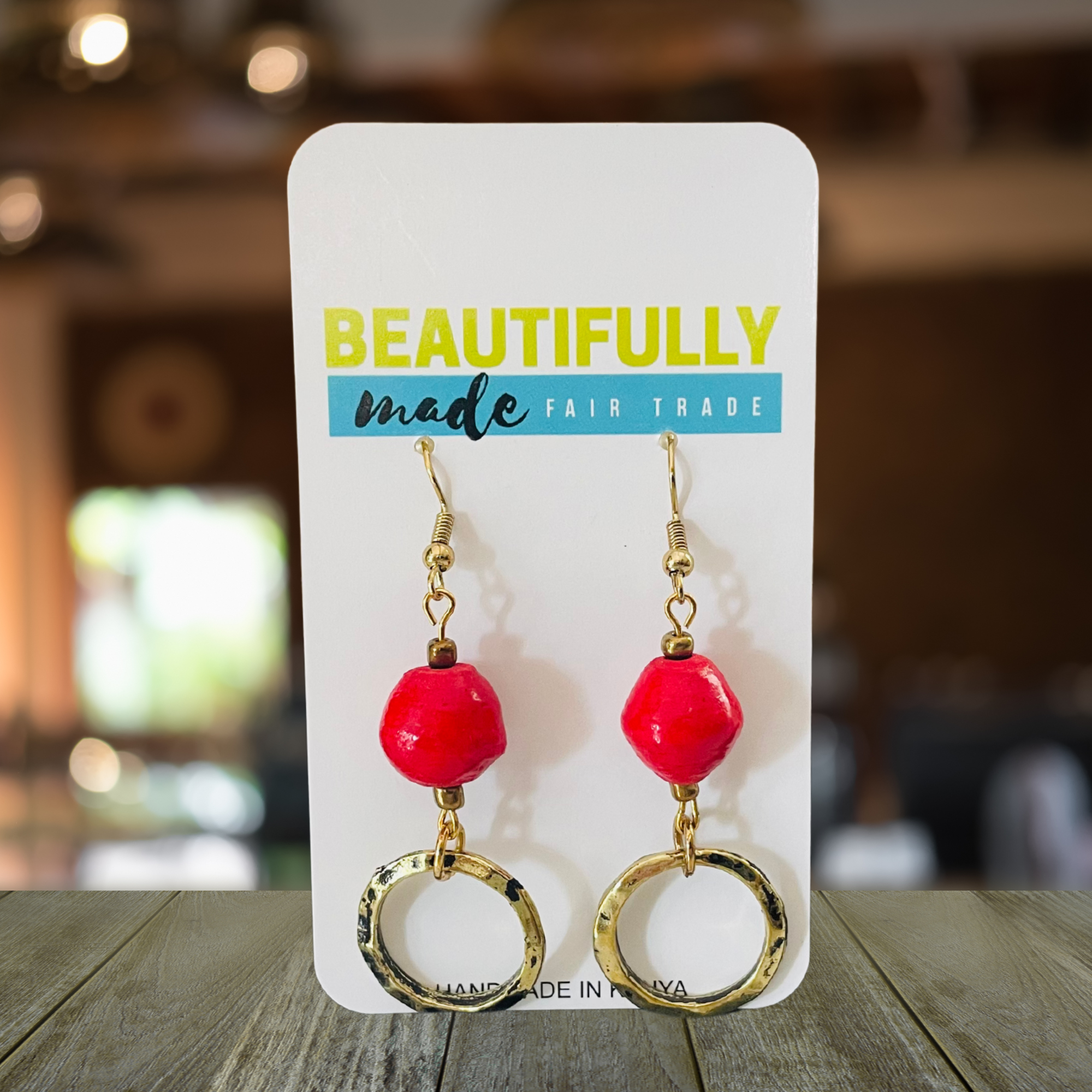 Kenya | Paper Bead Earrings | Red