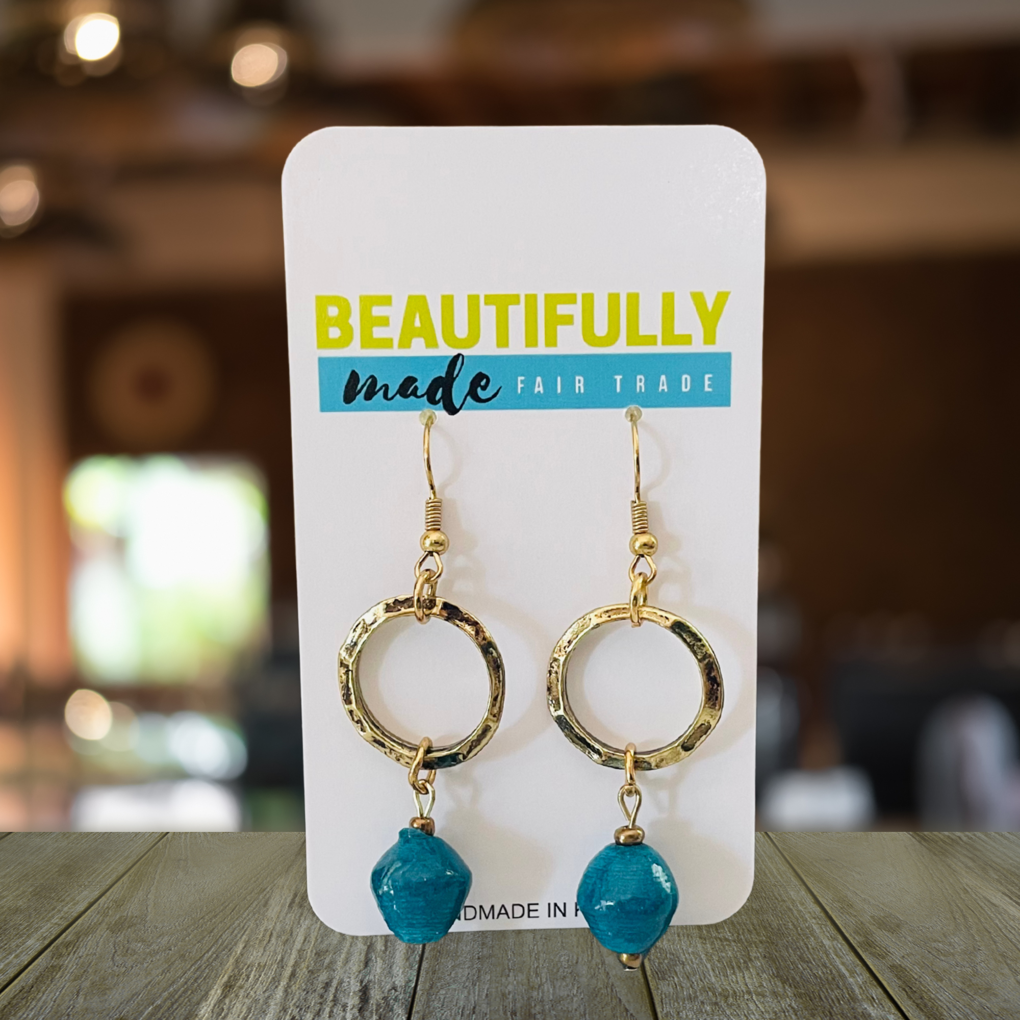 Kenya | Paper Bead Earrings | Teal