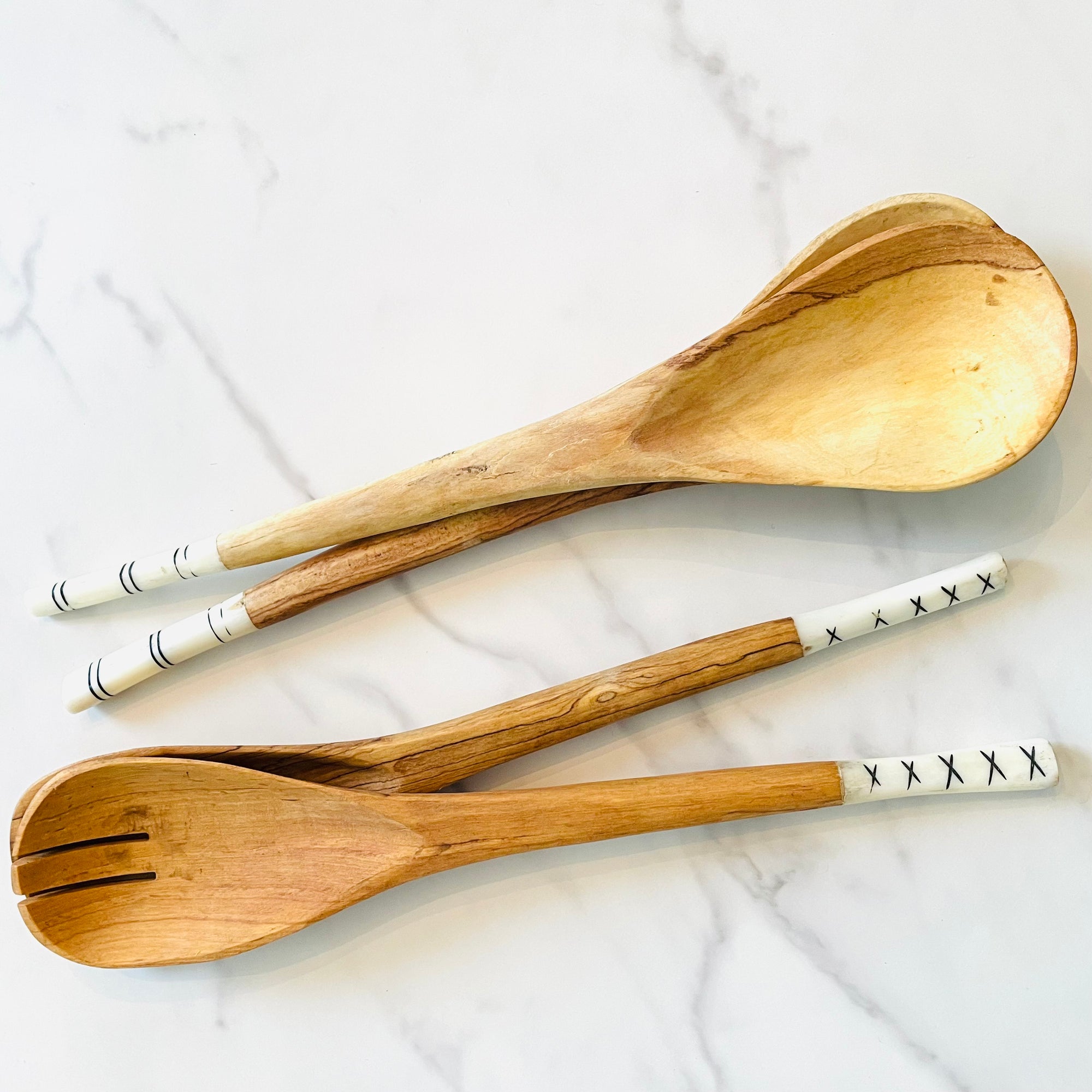 Kenya | Salad Server Set (lined edge)