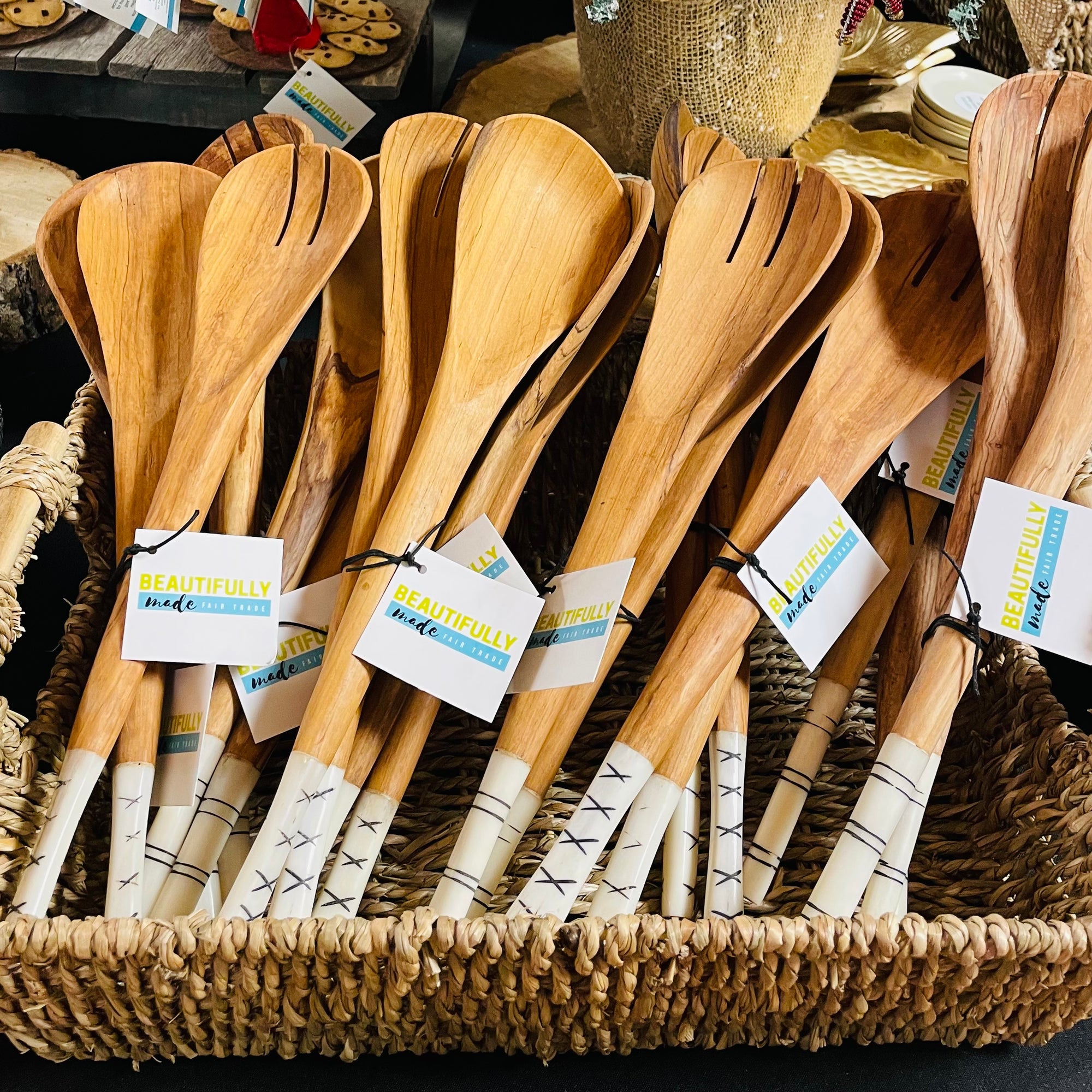 Kenya | Salad Server Set (lined edge)