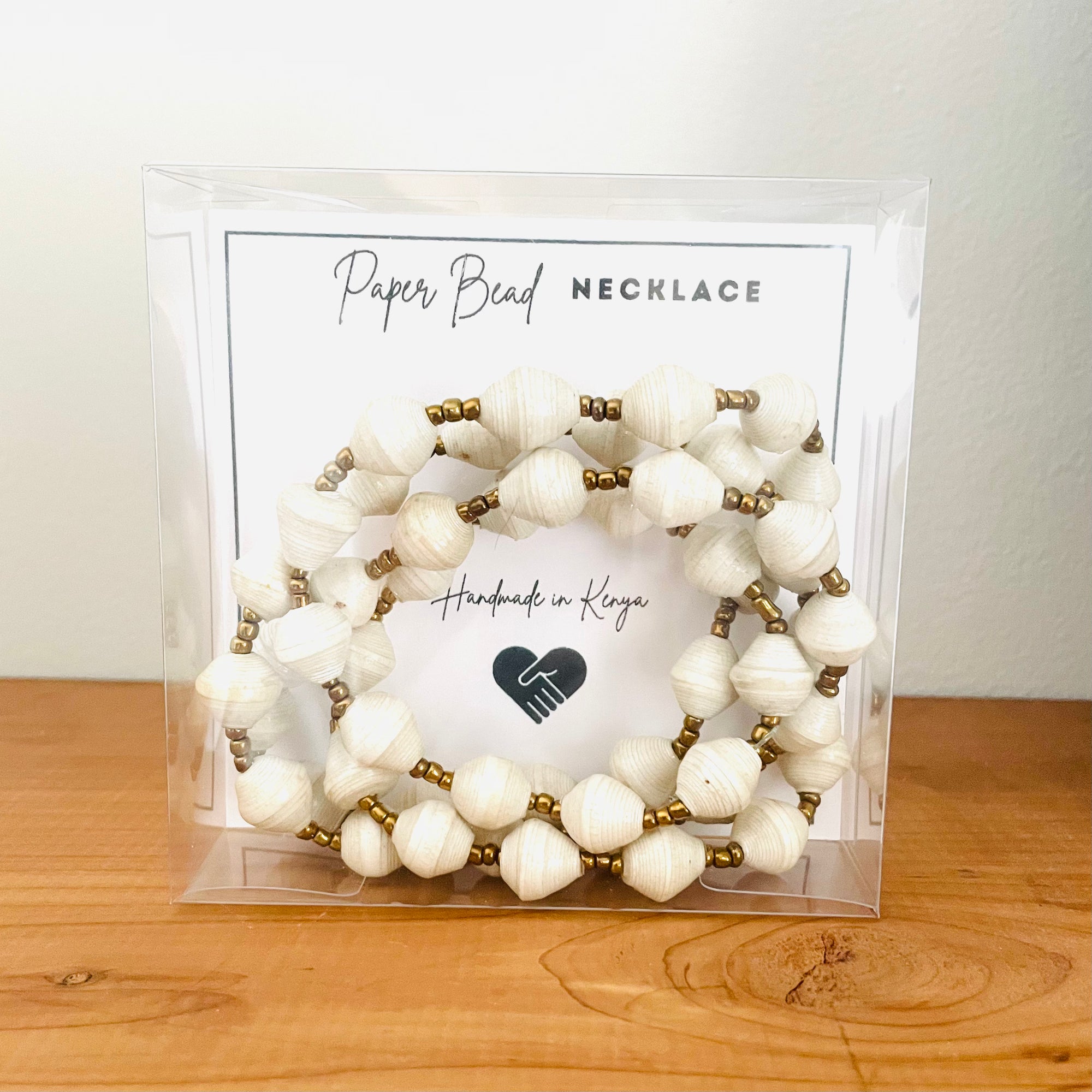 Kenya | Paper Bead Necklace | White