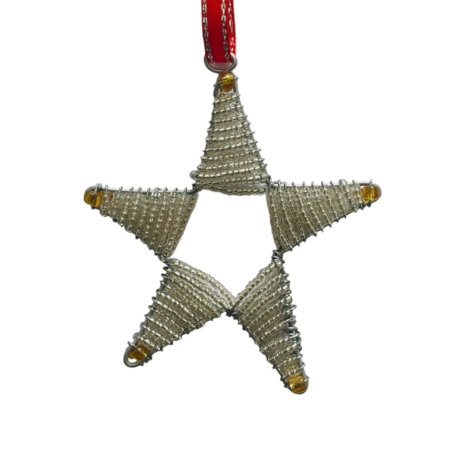 Kenya | Wire + Bead | White Star | Ornament