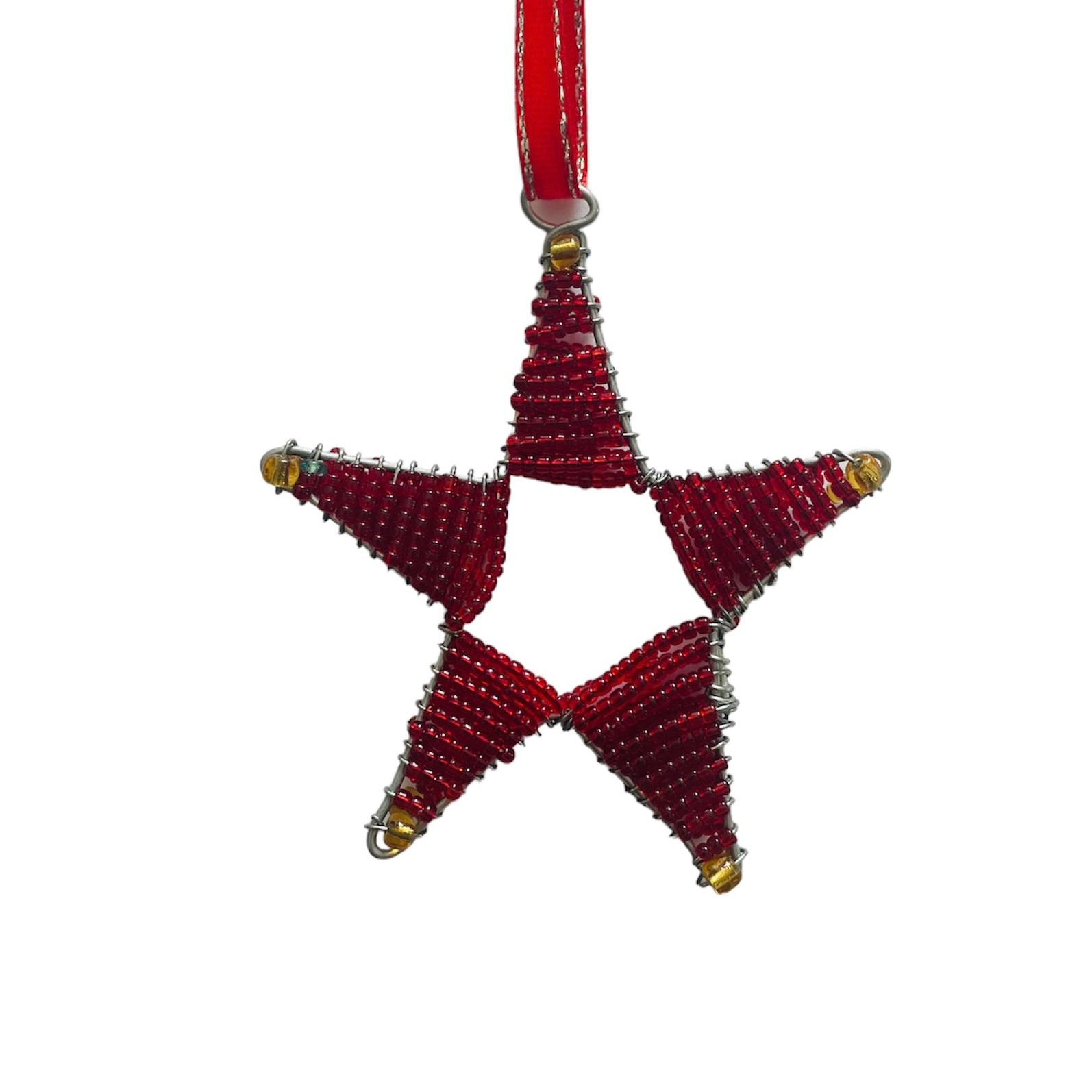 Kenya | Wire + Bead | Red Star | Ornament
