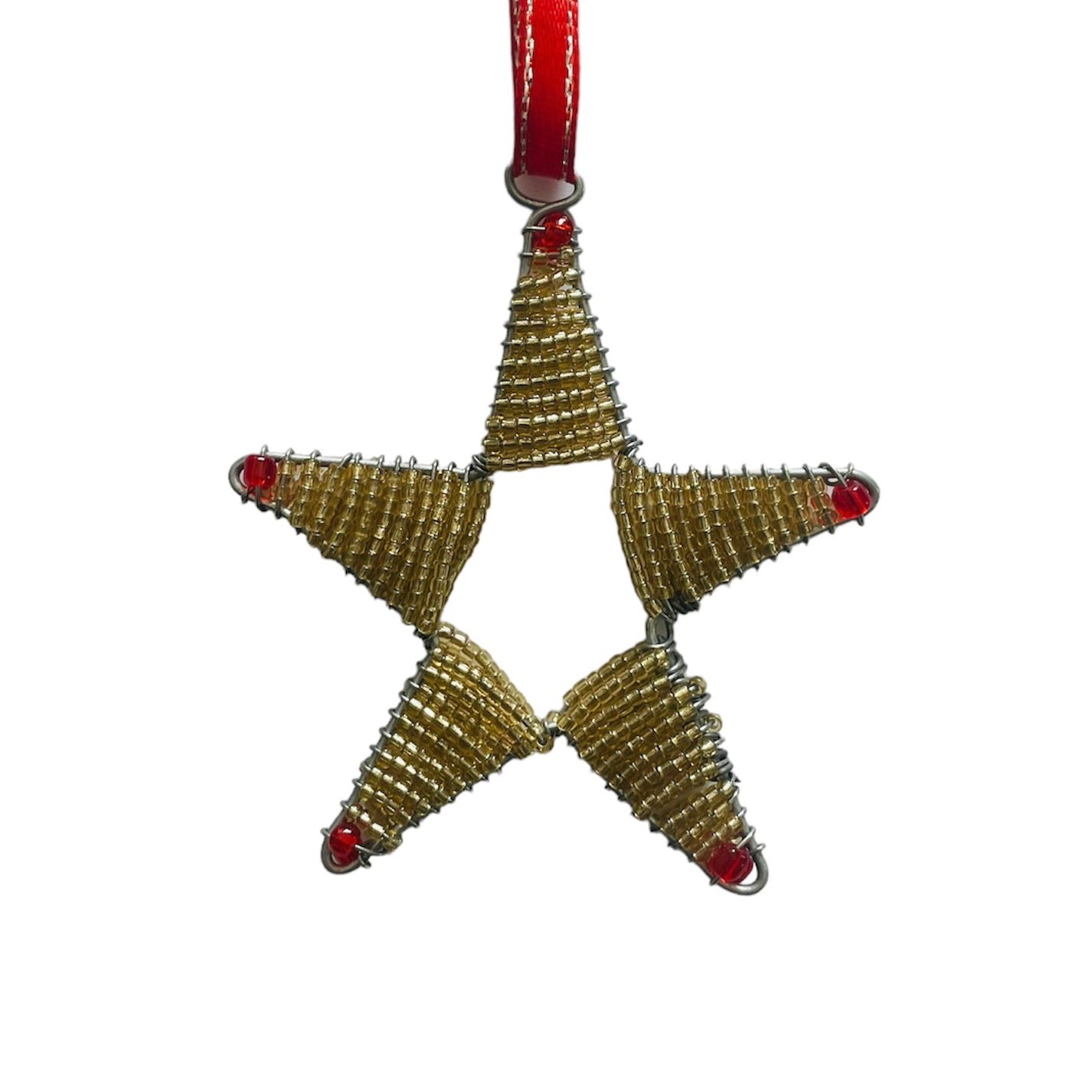 Kenya | Wire + Bead | Gold Star | Ornament