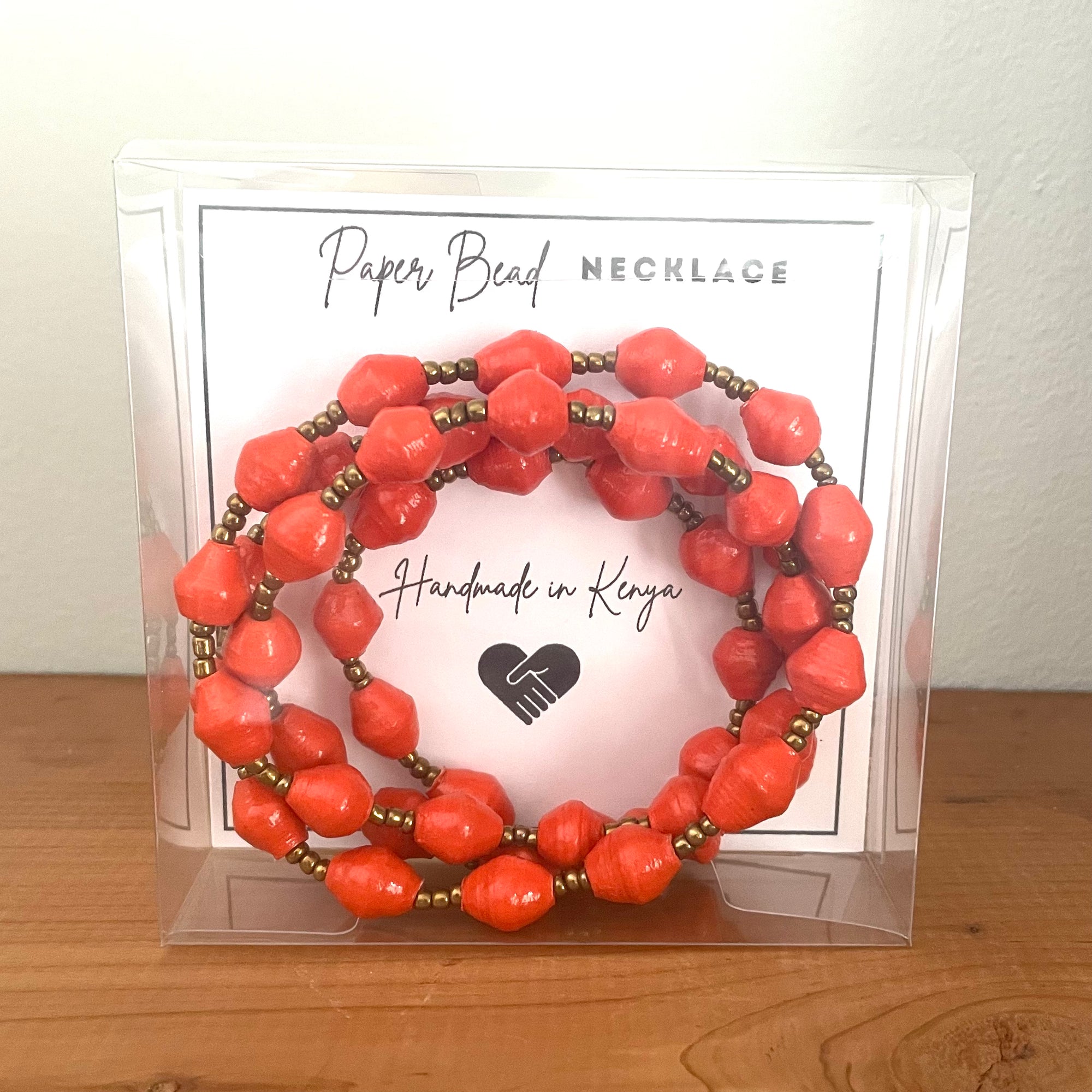 Kenya | Paper Bead Necklace | Orange