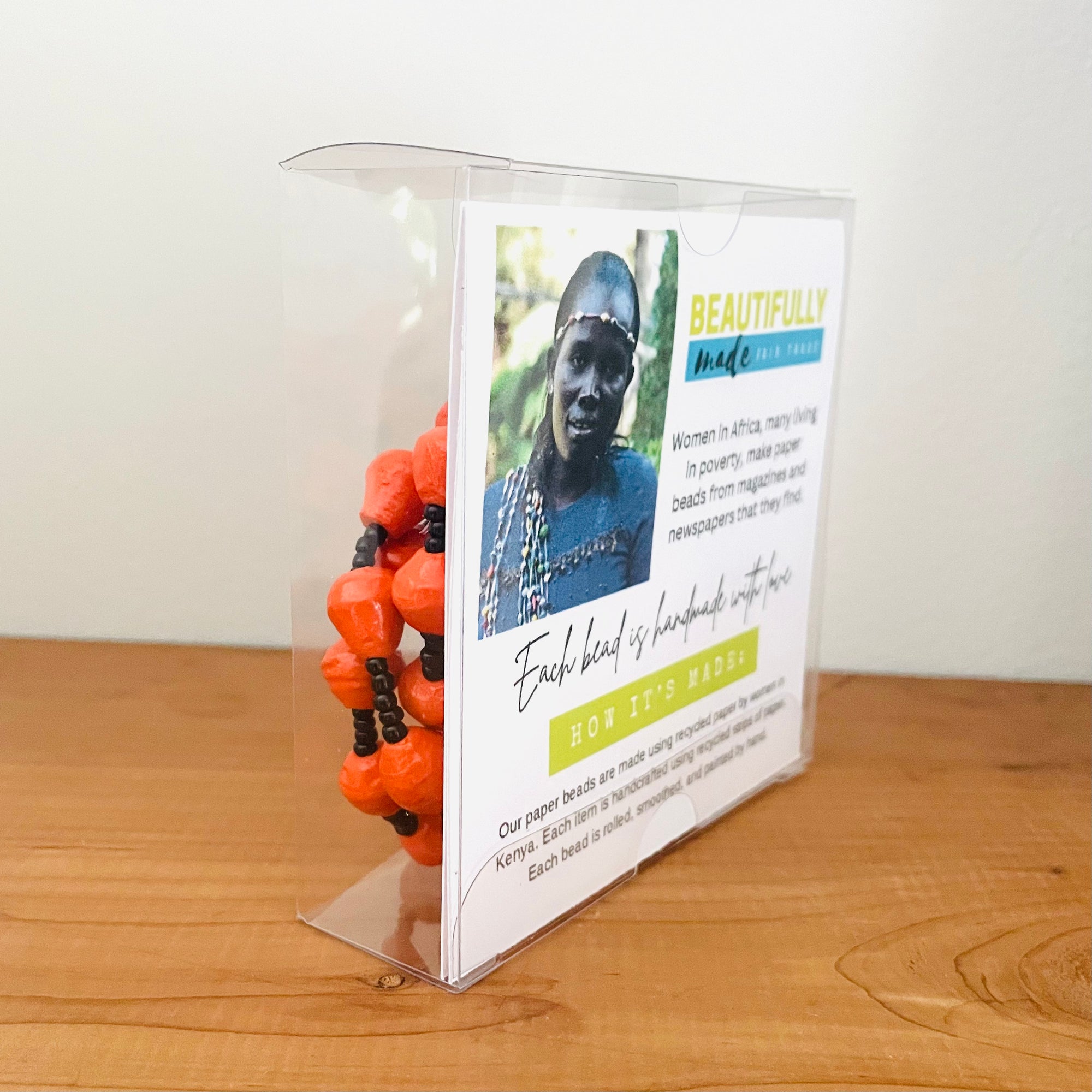 Kenya | Paper Bead Necklace | Orange