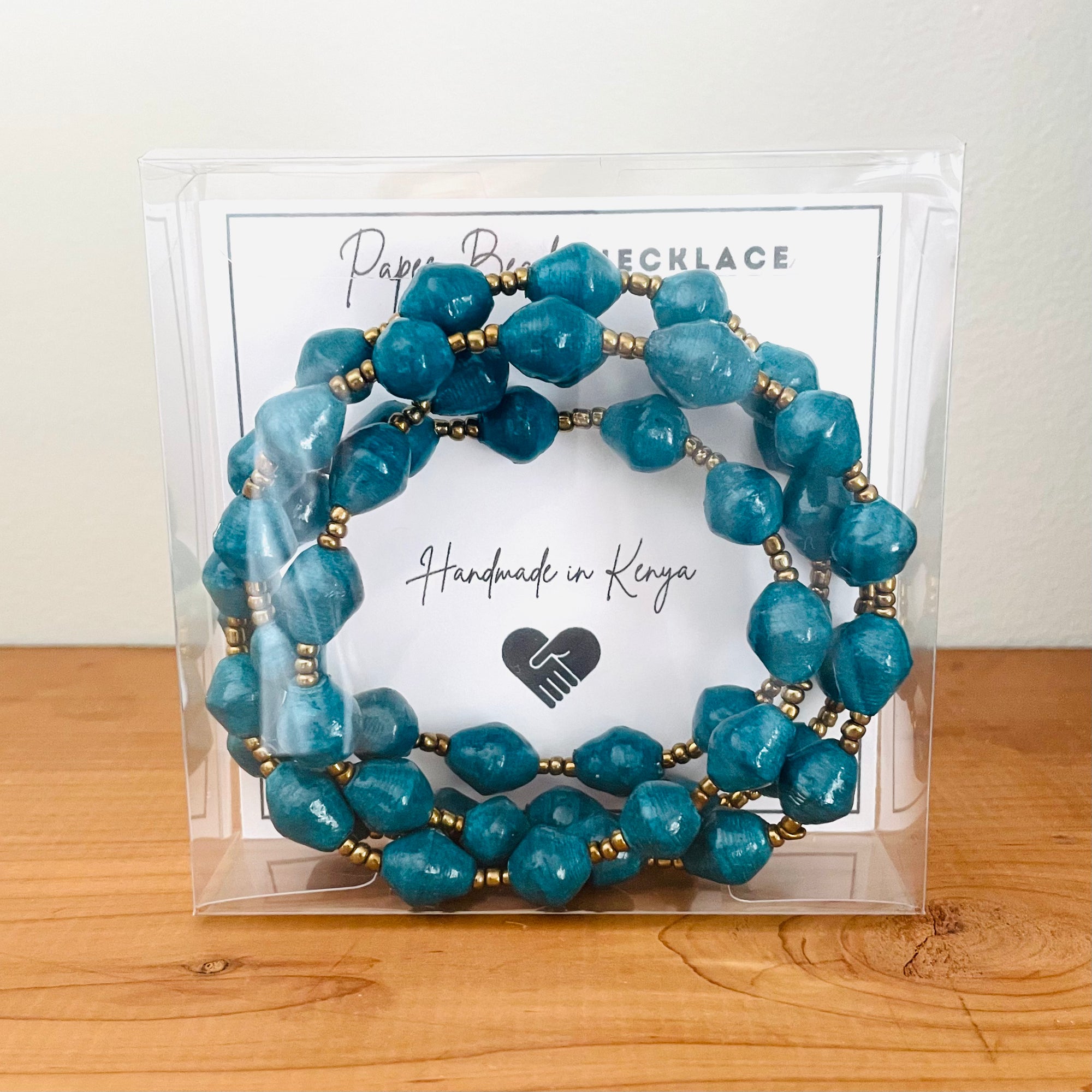 Kenya | Paper Bead Necklace | Teal