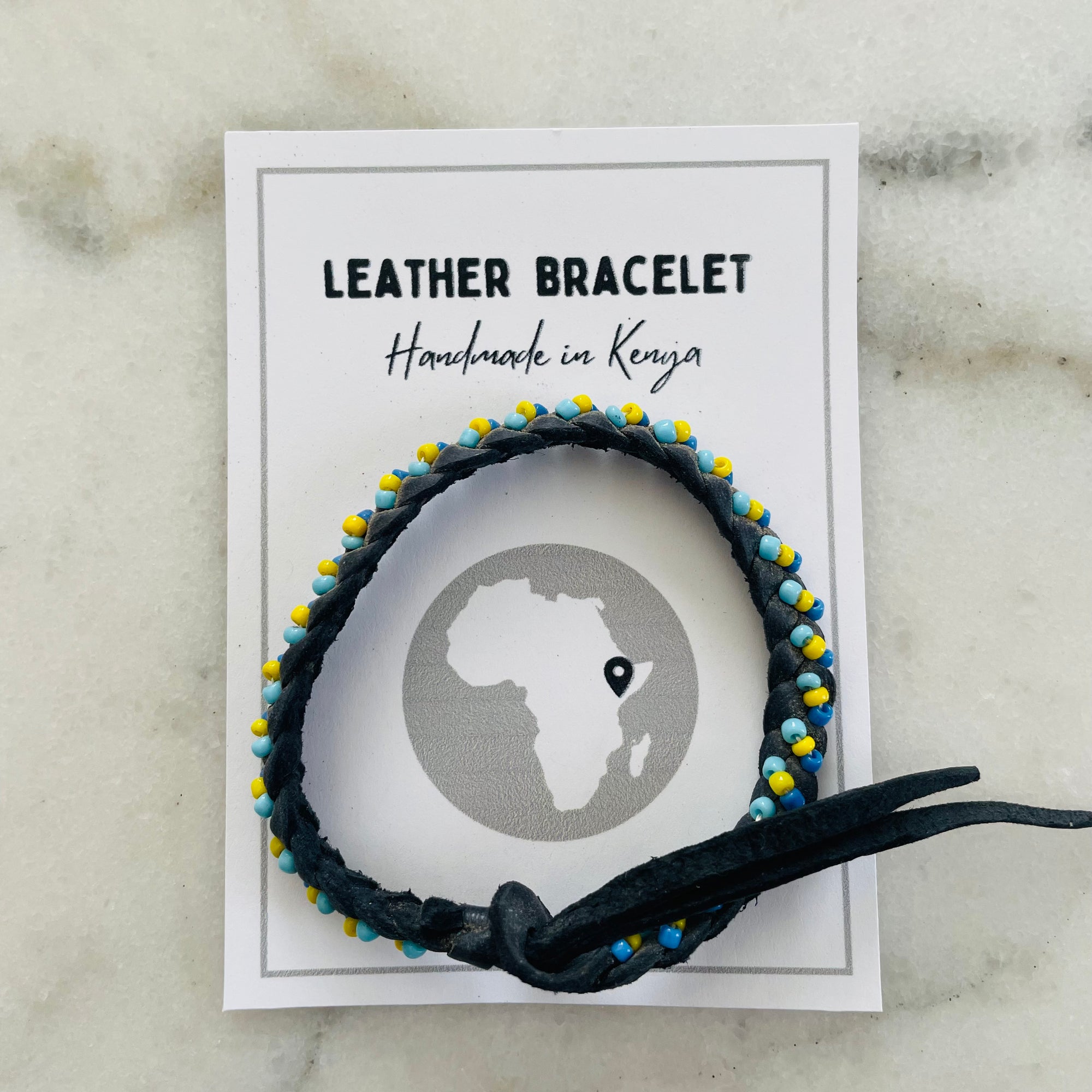 Kenya | Leather + Bead Bracelet