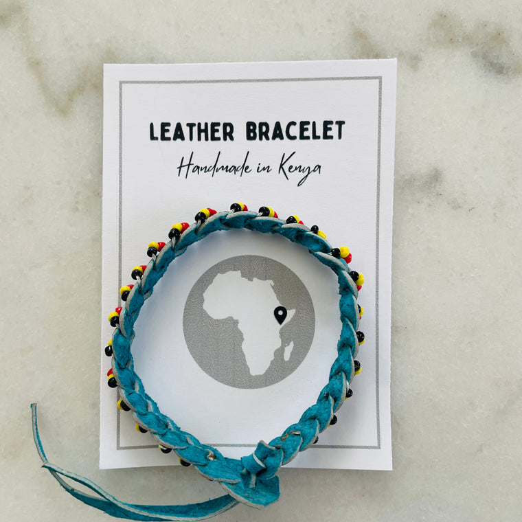 Kenya | Leather + Bead Bracelet