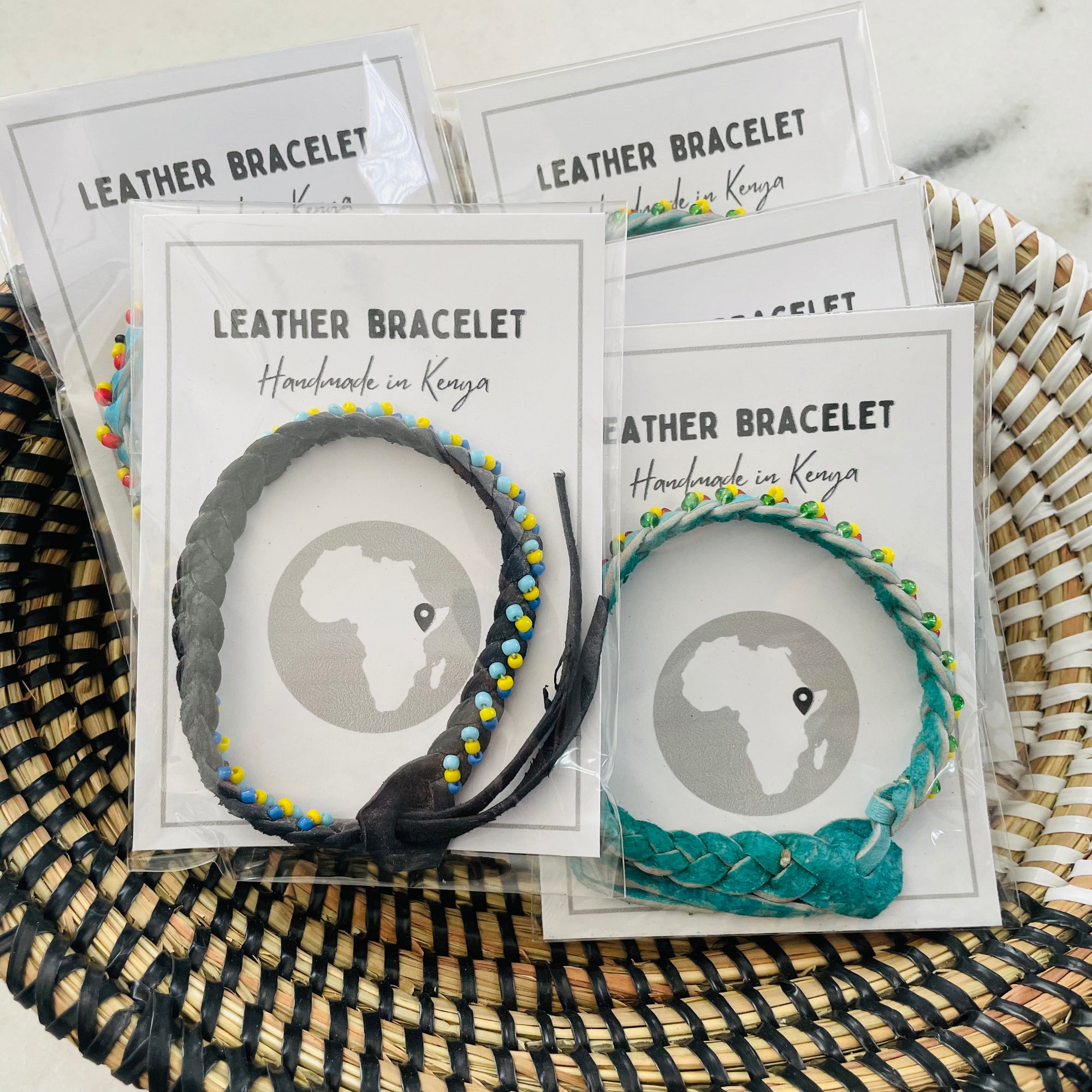 Kenya | Leather + Bead Bracelet