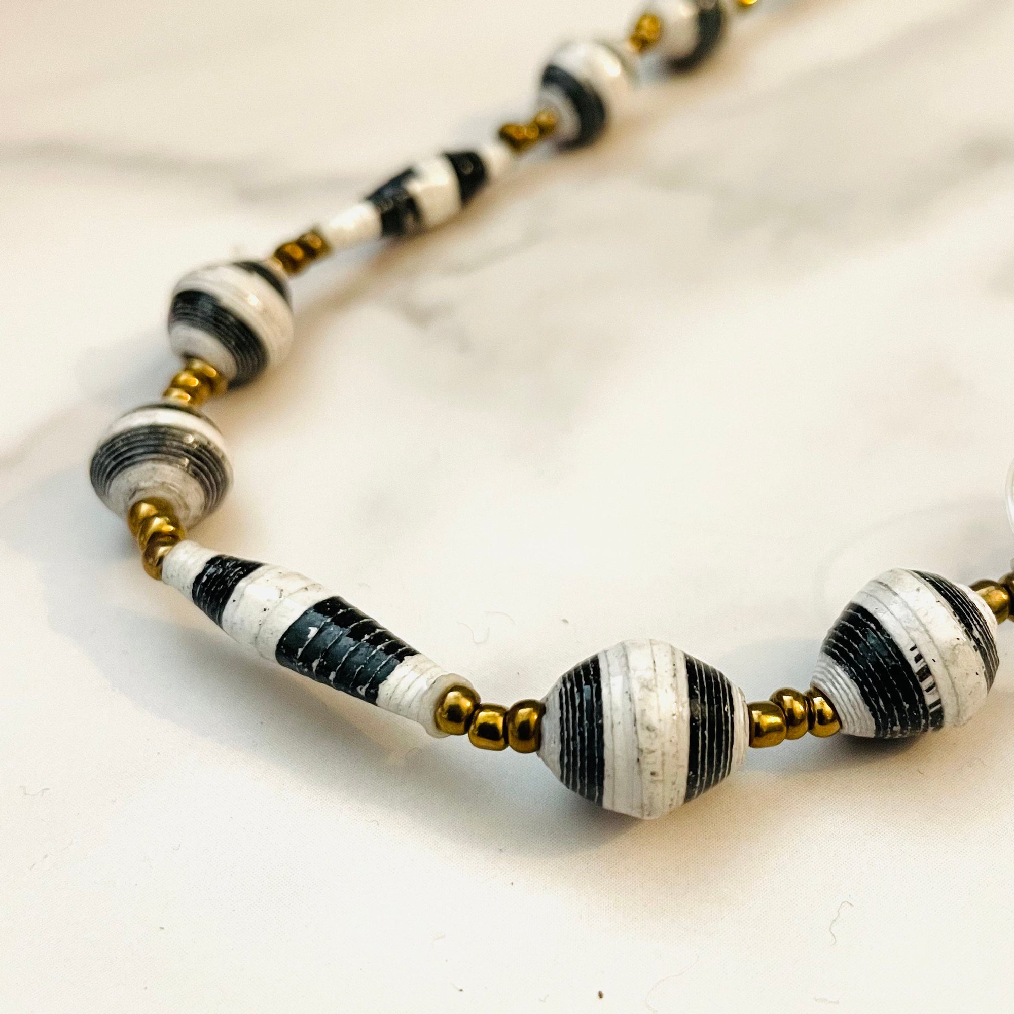 Kenya | Paper Bead Necklace | Black & White