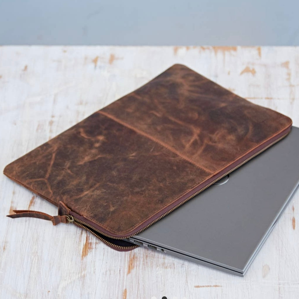 14” Buffalo Leather Laptop Case